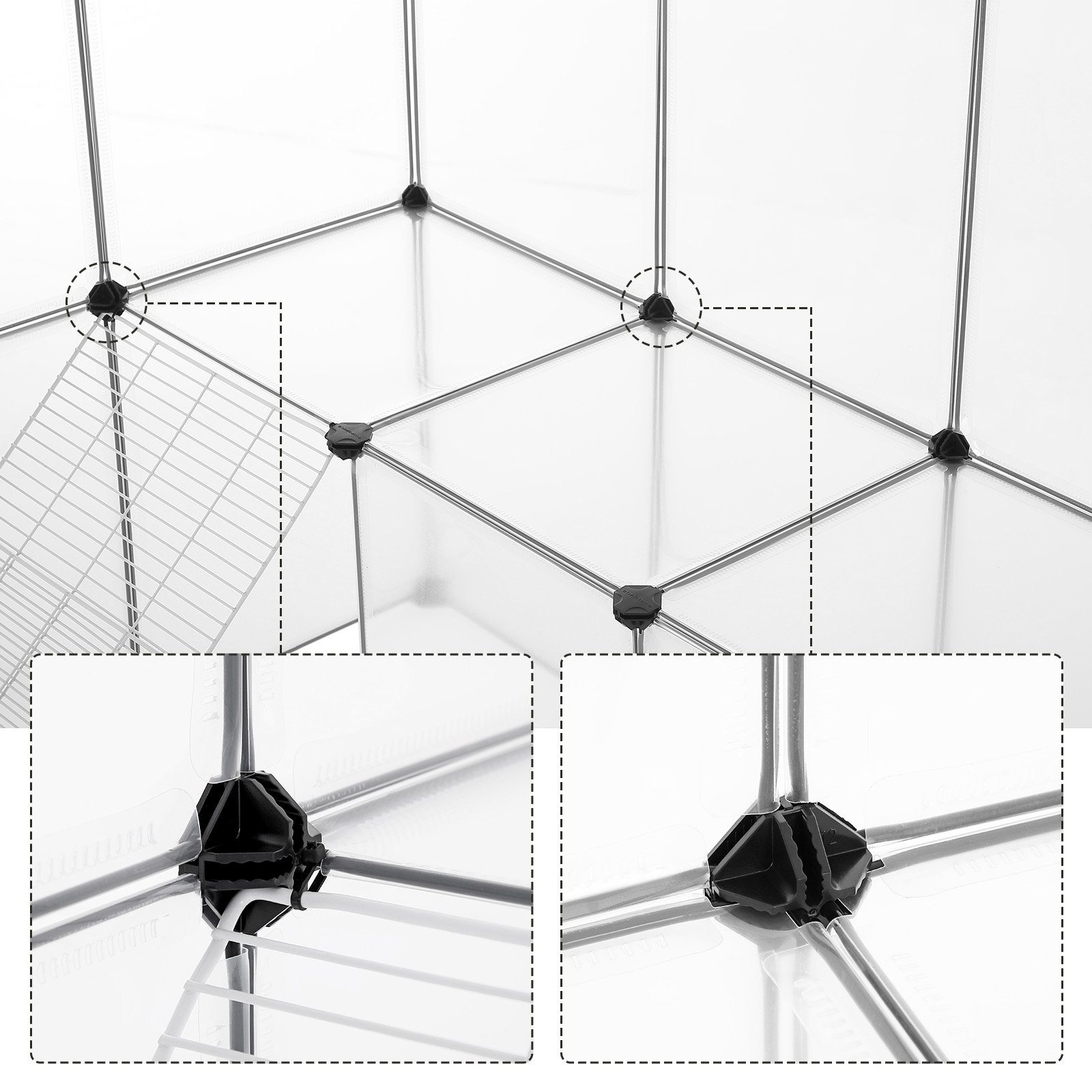 SONGMICS Kleintierkäfig, 2-stöckig mit Metallgittertreppen 143x108x92cm