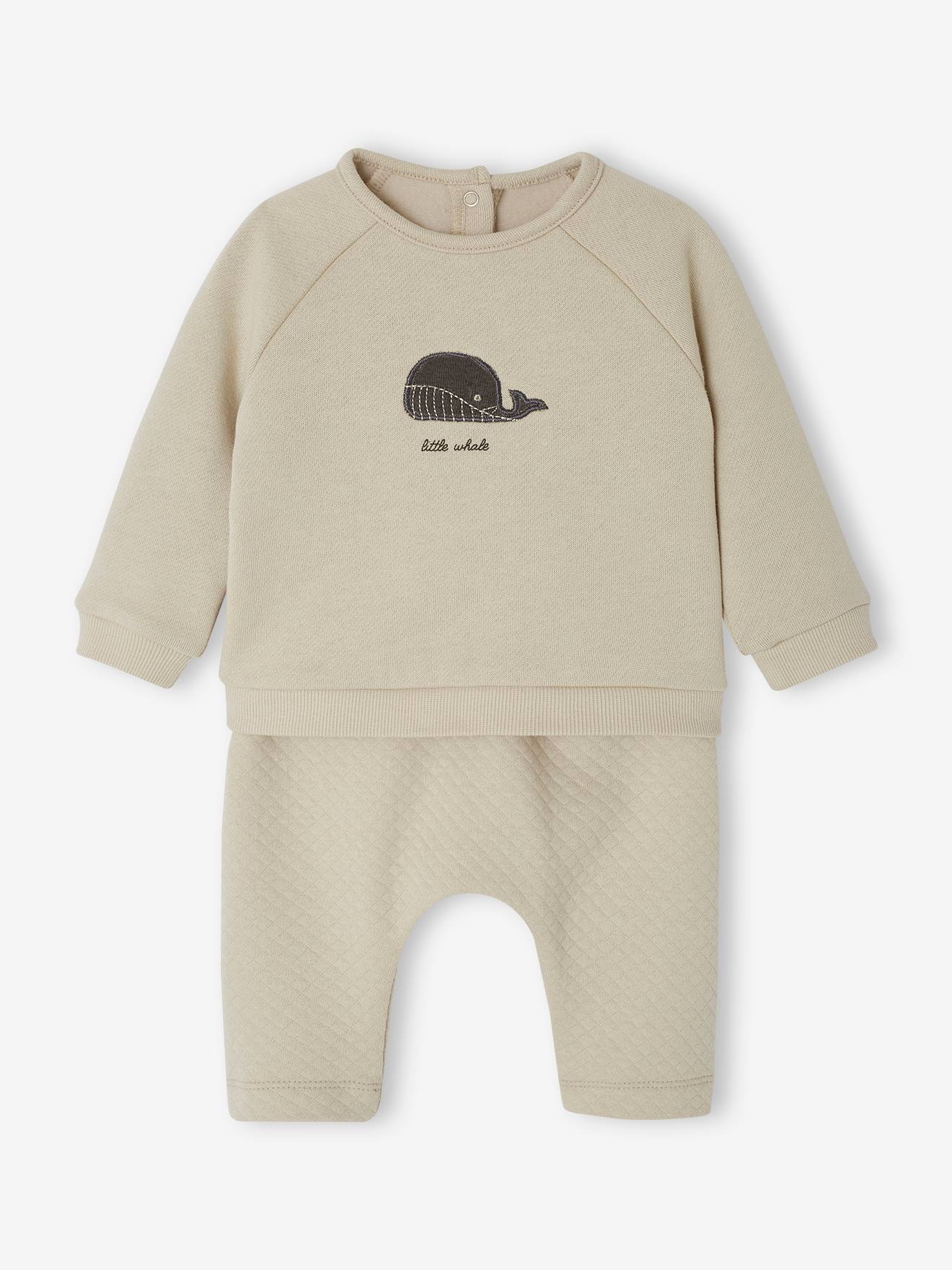 Vertbaudet Baby-Set: Sweatshirt & Hose - grau meliert