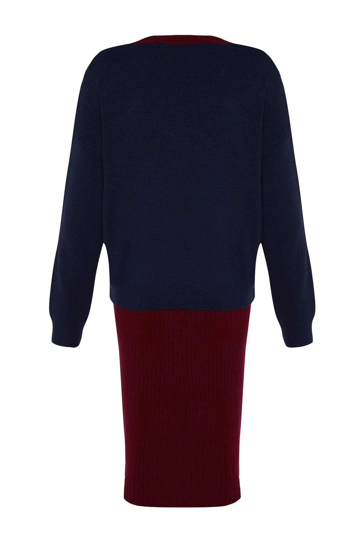 Trendyol Collection  Marineblaues Strickoberteil und -unterteil im weiten Schnitt TWOAW24AU00011