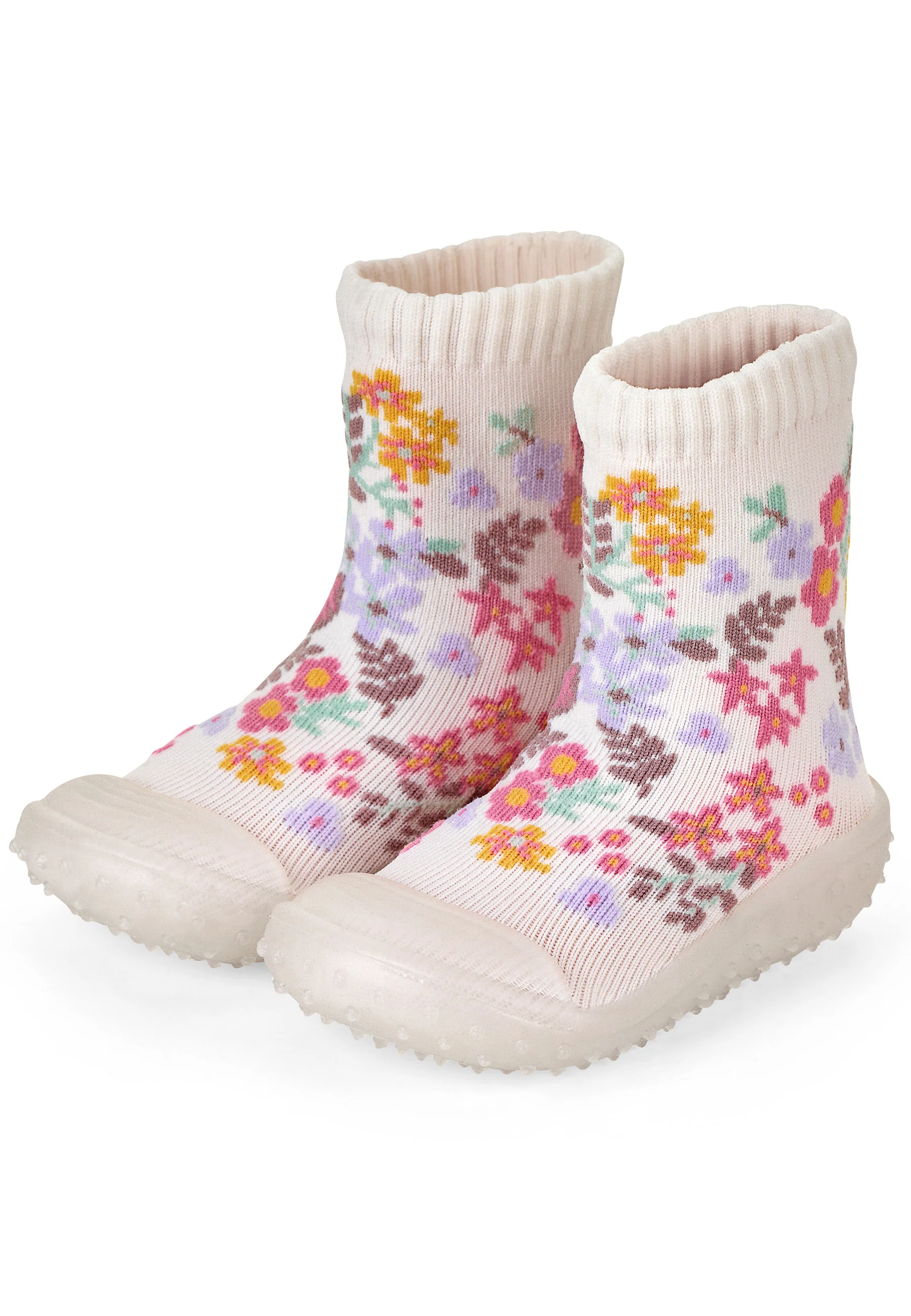 Adventure socks mit Motiv Blüten in ecru