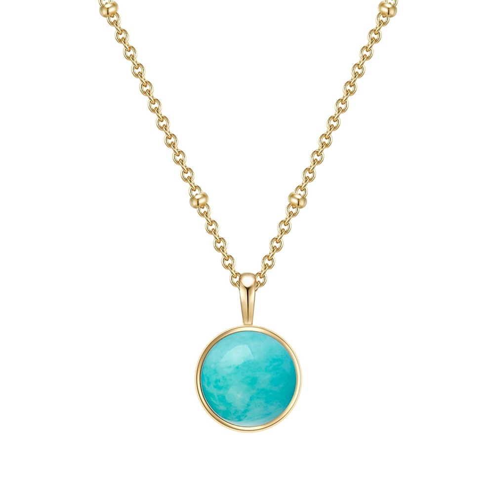 Glanzstücke München Collier en argent Argent sterling Amazonit en Or jaune collier