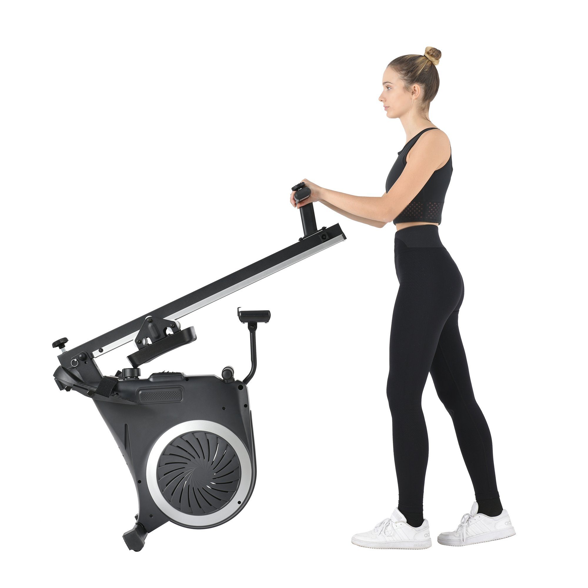 Fangqi Rudergerät Luft+Magnetisches Rudergerät, Indoor Faltbares, LCD-Monitor, 8-stufig einstellbarem Lüfterwiderstand,Gerätehalter