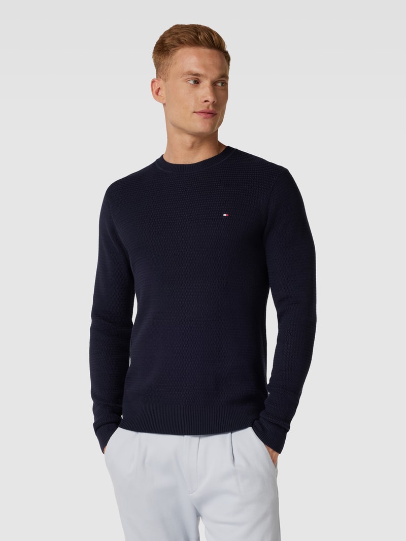 Strickpullover mit Label-Stitching in marineblau