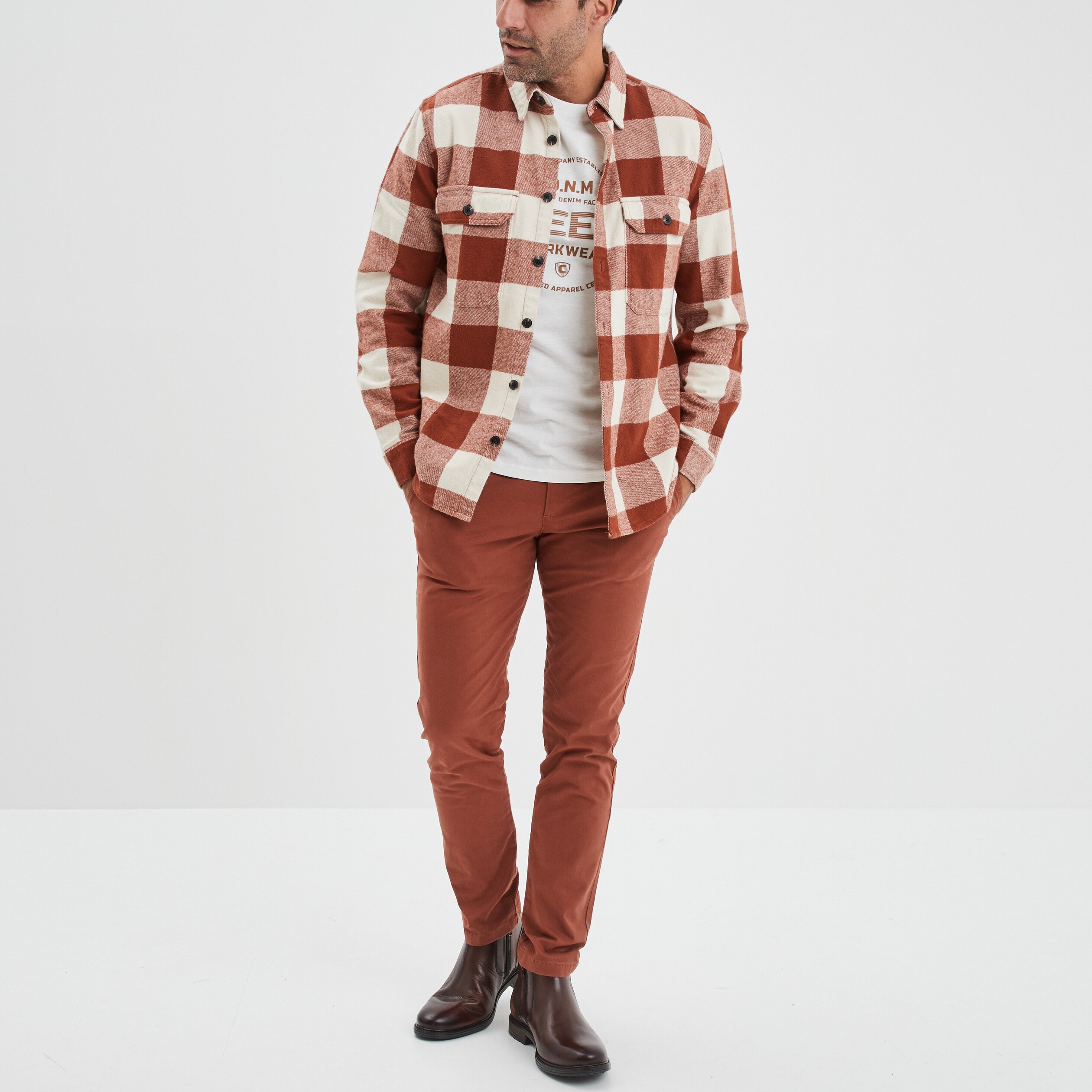 T-shirt manches courtes coton Creeks blanc homme | La Halle