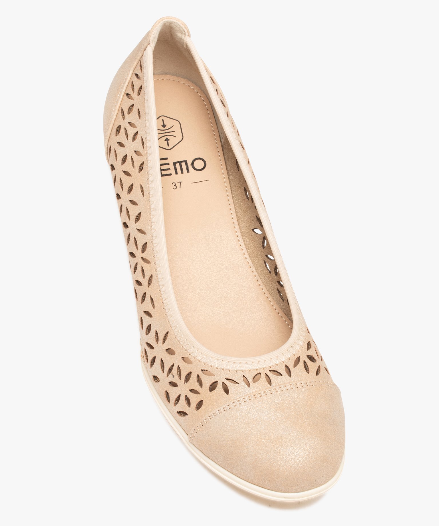 Escarpins femme compensés dessus ajouré rose | GEMO
