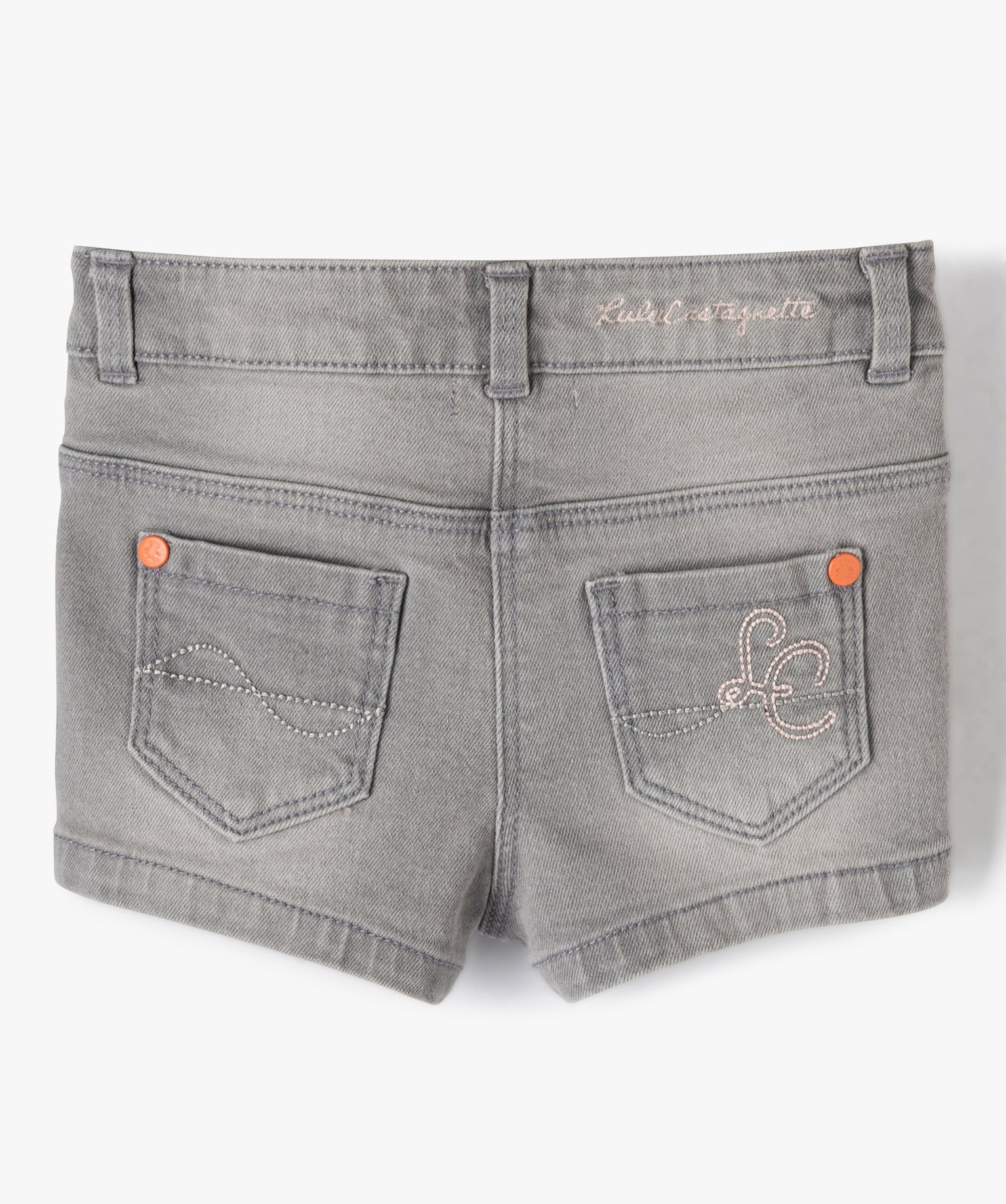 Short bébé fille en jean avec bandes pailletées - LuluCas... gris | GEMO