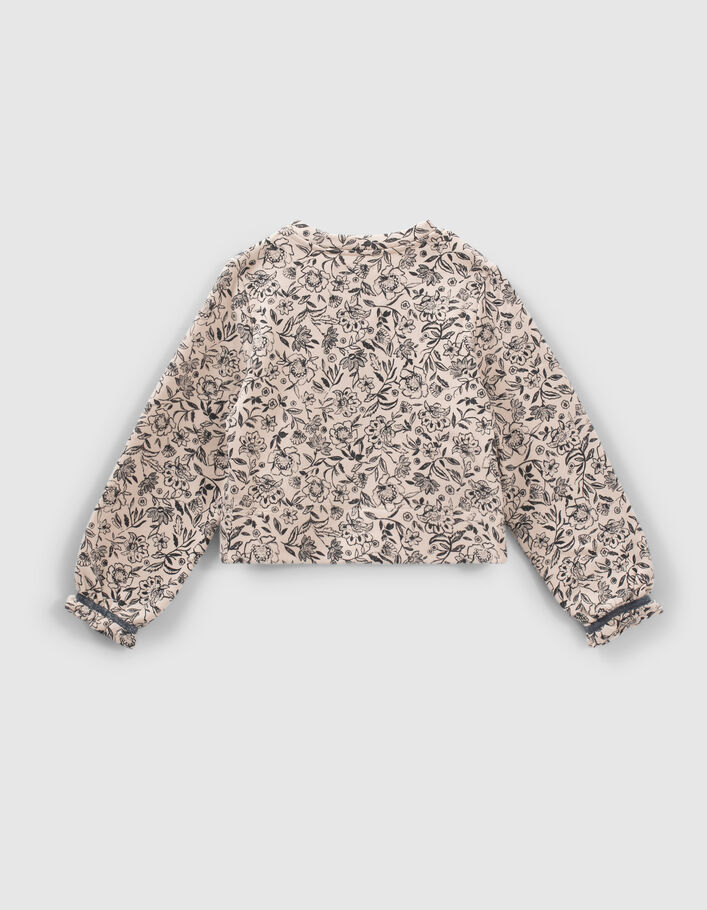 Sweat beige coton bio imprimé fleurs fille