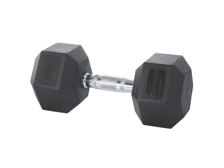 CRIVIT Hexagonhantel, 15 kg, mit gusseisernem Kern