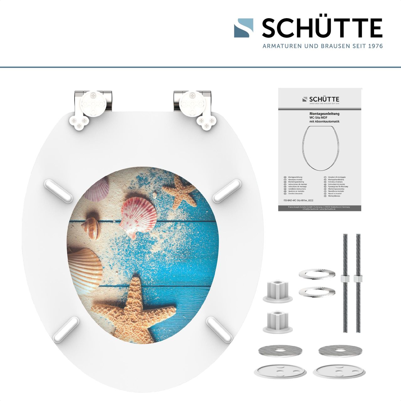 Schütte MDF WC Sitz BEACH AND WOOD, Toilettendeckel mit Absenkautomatik Holzkern