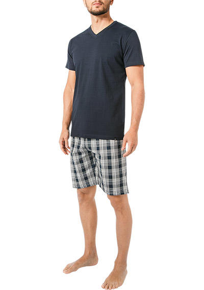 bugatti, Pyjama, Baumwolle, navy kariert