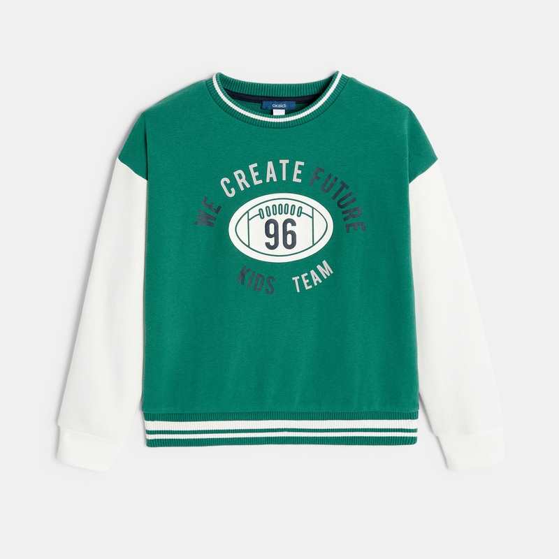 Sweat-shirt style rugby vert garçon