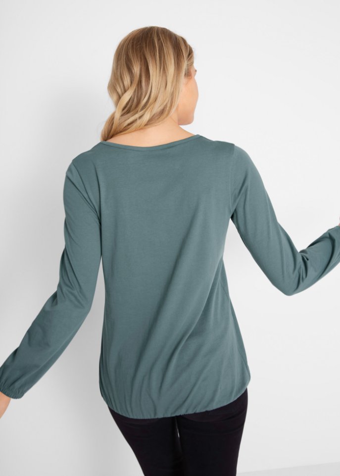 Baumwoll Langarmshirt mit Gummizug