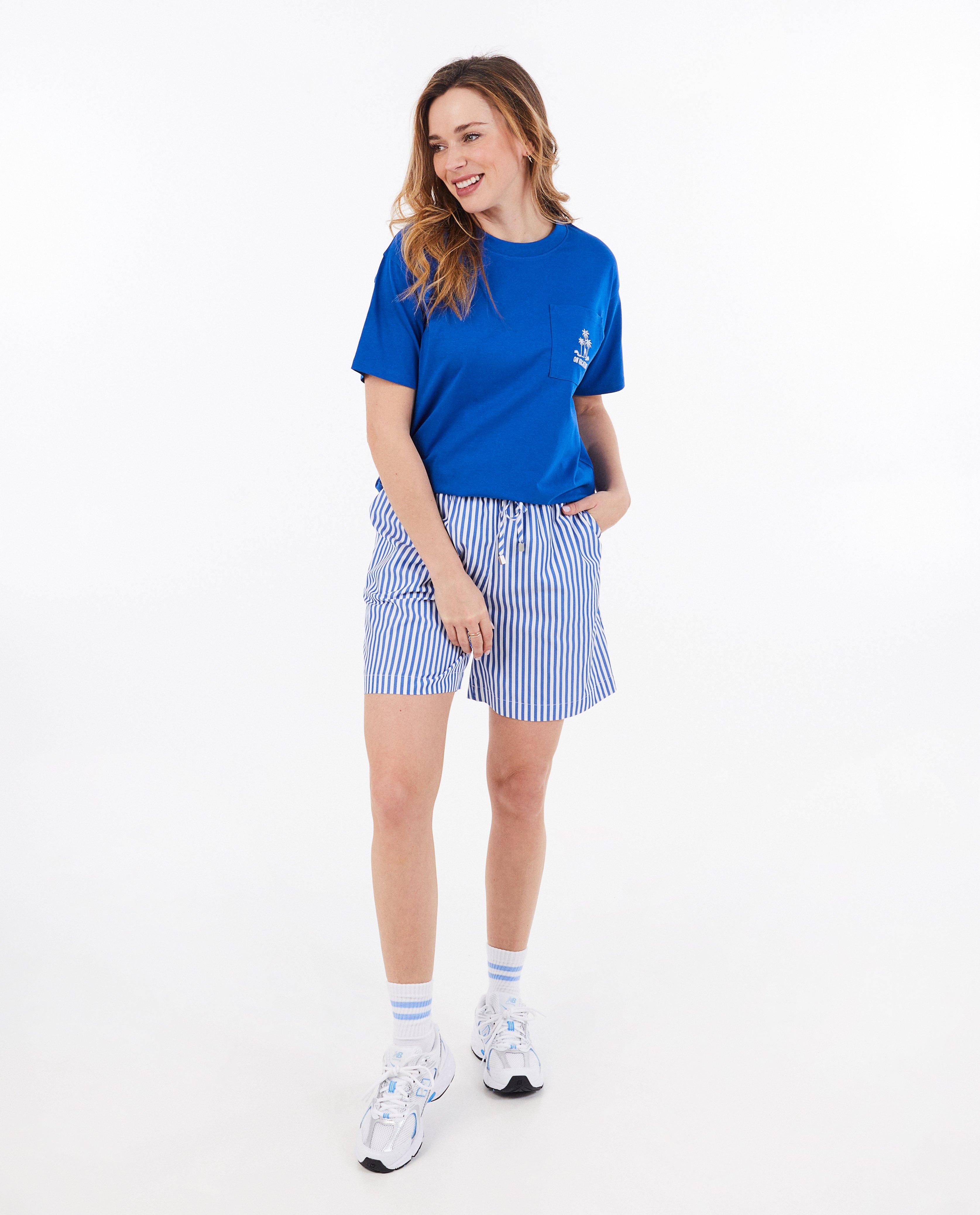 Tricou Sora cu broderie albastră
