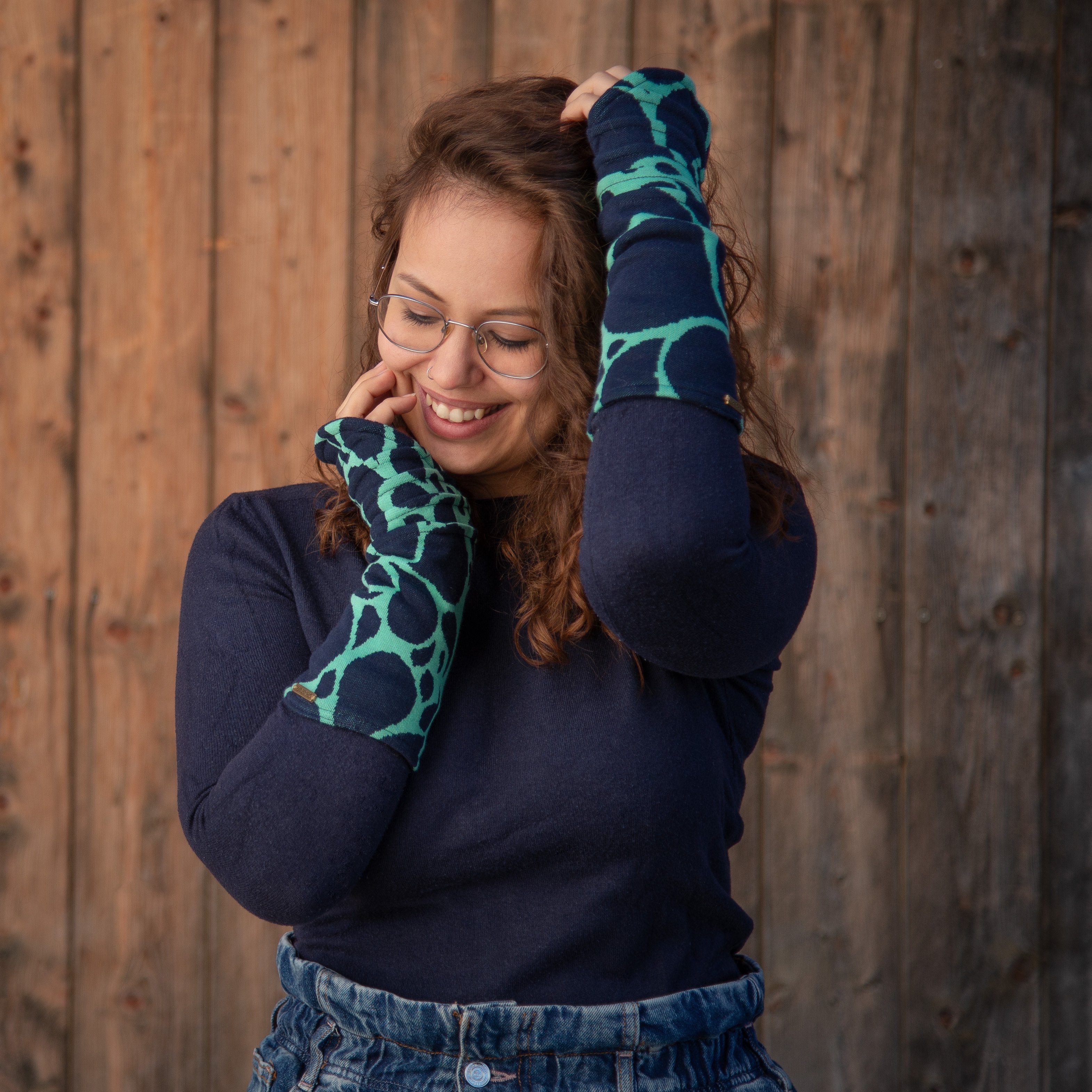 Chapati Armstulpen Jacquard Samt Pulswärmer zum Wenden Gelenkwärmer, aus weichem Baumwollsamt