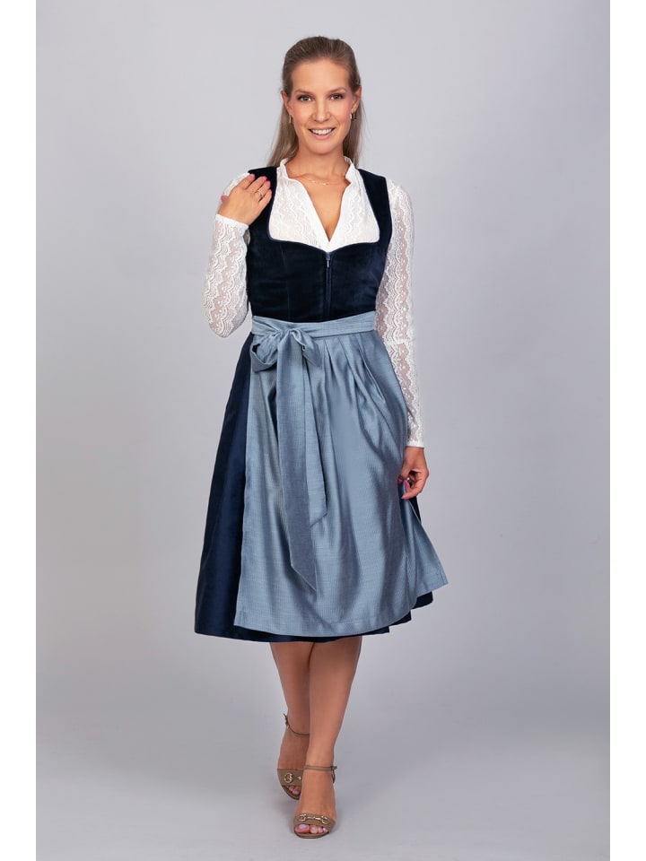 Edelnice Midi Dirndl Luna Samt Blau in blau günstig kaufen