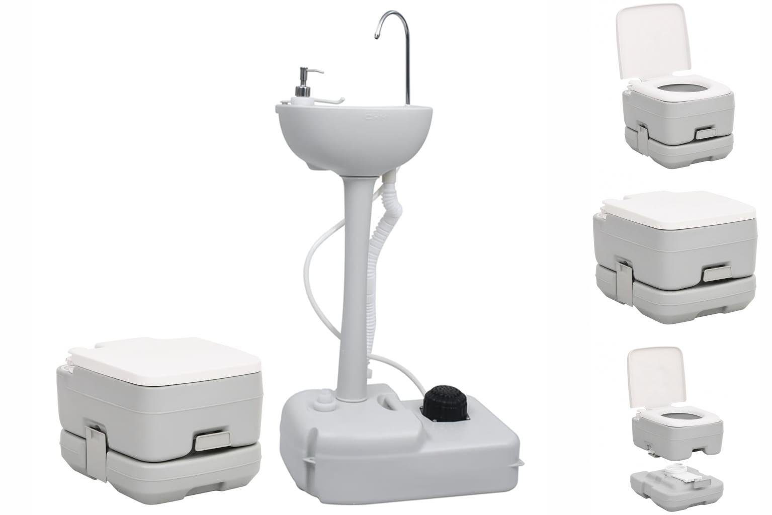 vidaXL Campingtoilette Tragbare Campingtoilette mit Waschbecken