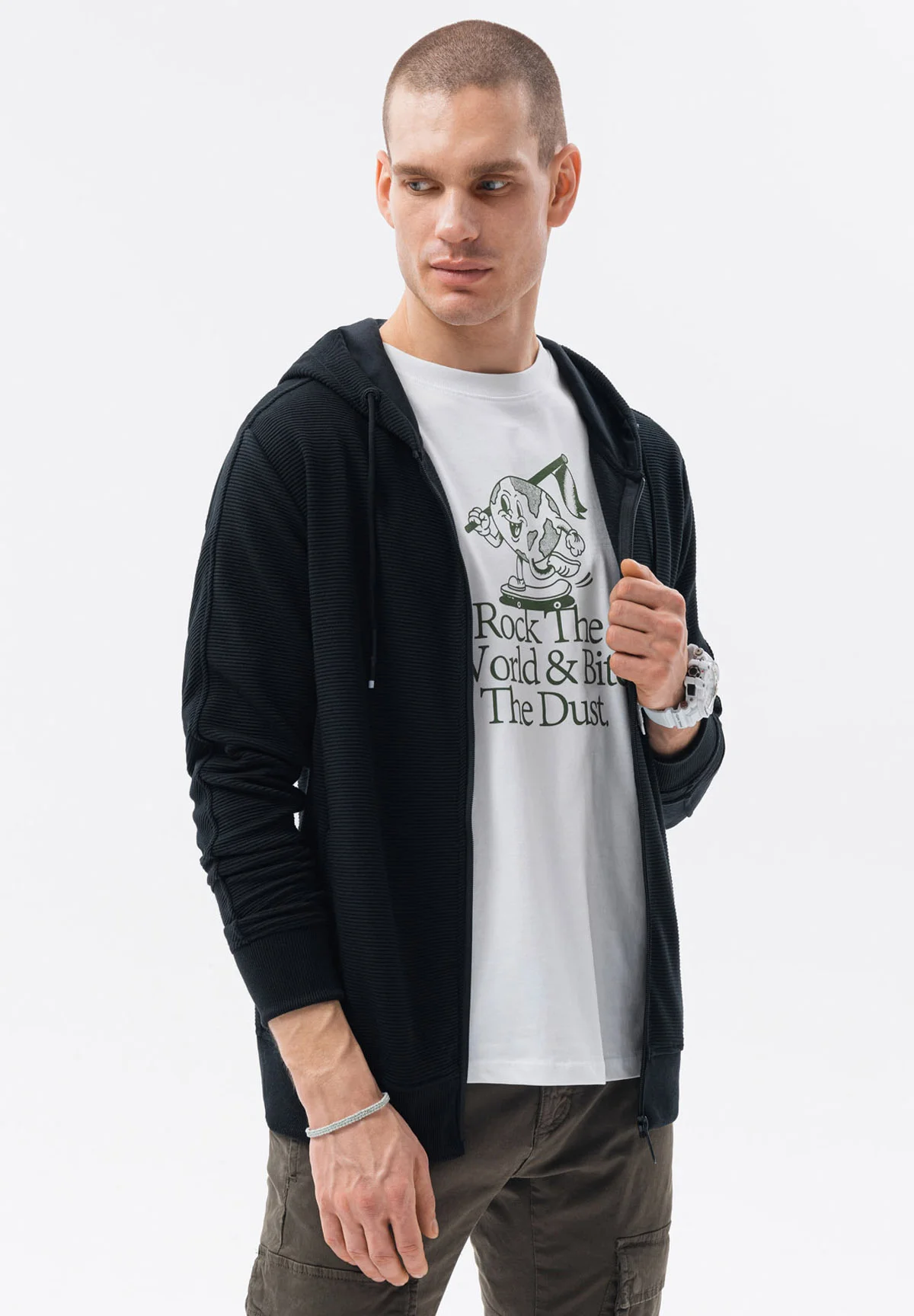 Sudadera con capucha y cremallera ombré