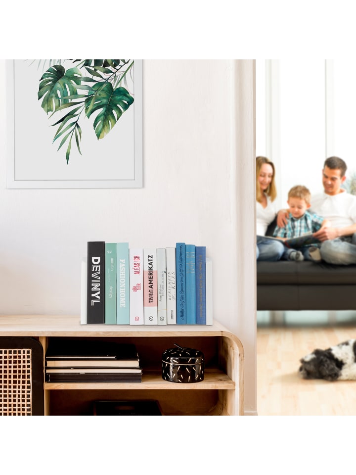 relaxdays 2 x Buchstütze in Weiß - (B)12 x (H)18 x (T)12 cm günstig kaufen onesize