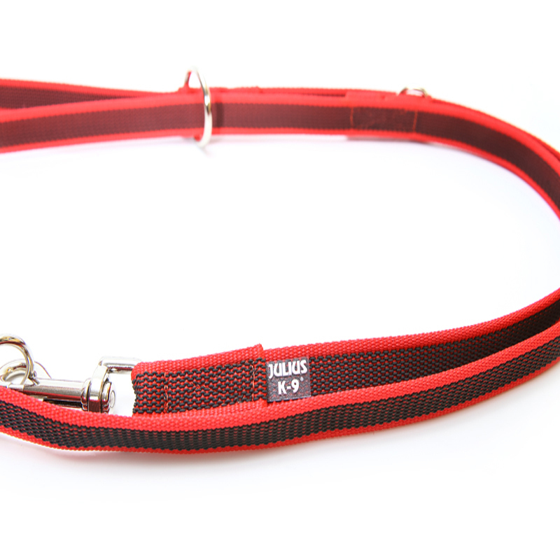 JULIUS-K9 Hundeleinen JULIUS-K9 Führleine verstärkt 20mm rot/ grau
