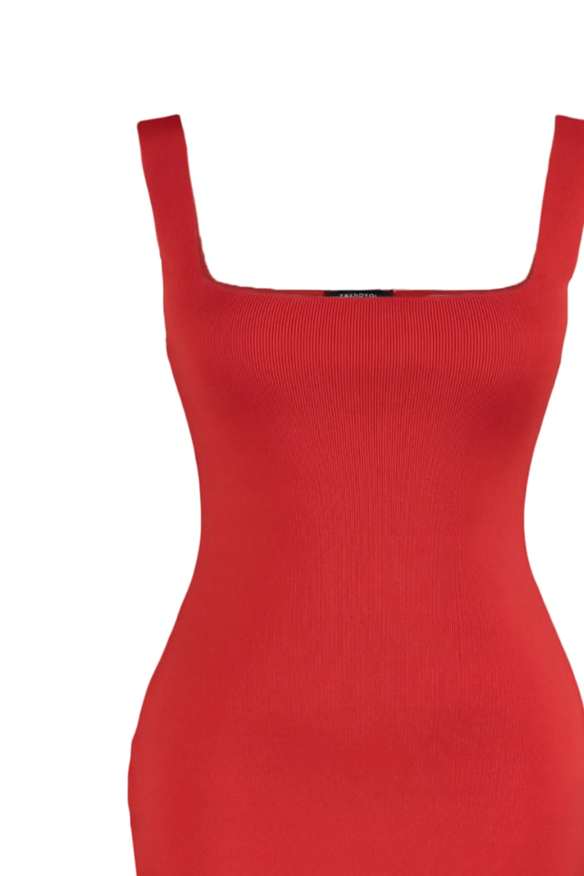 Trendyol Curve  Rotes Strickkleid mit Trägern TBBAW23AH00024