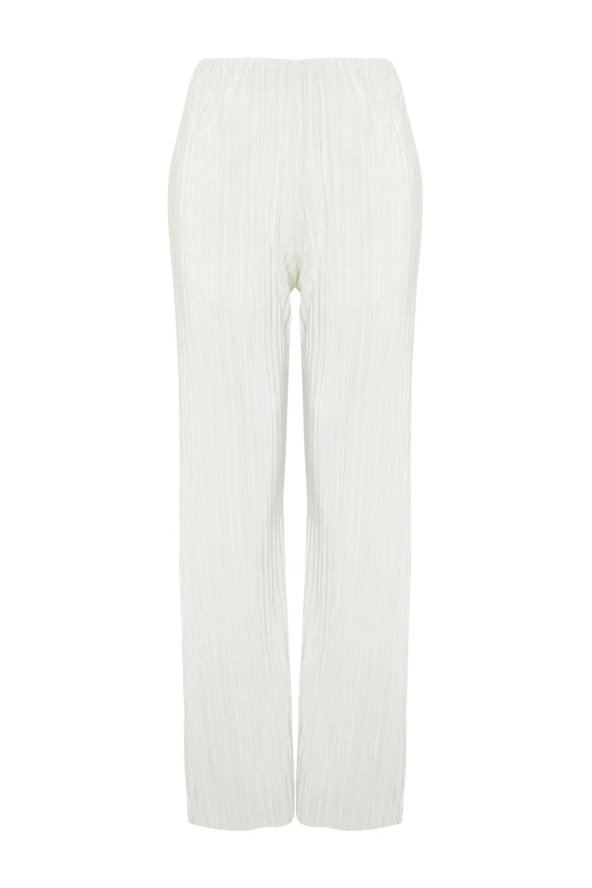Trendyol Collection  Weiße Stretch-Strickhose mit Bügelfaltenfutter TWOSS24PL00033