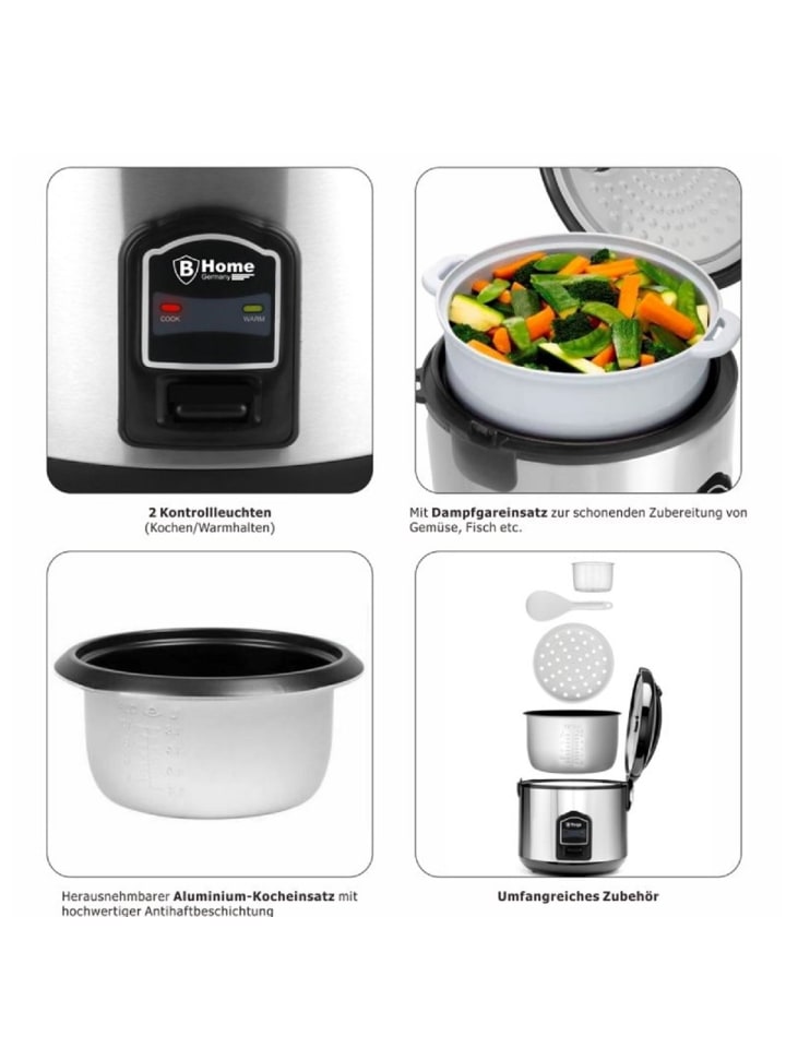 COFI 1453 Multi Dampfkocher Reiskocher und Dampfgarer mit Zubehör in Silber günstig kaufen 1