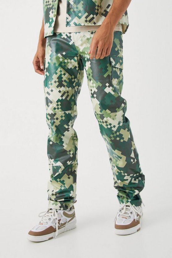 PU Camouflage Cargo-Hose mit geradem Bein
