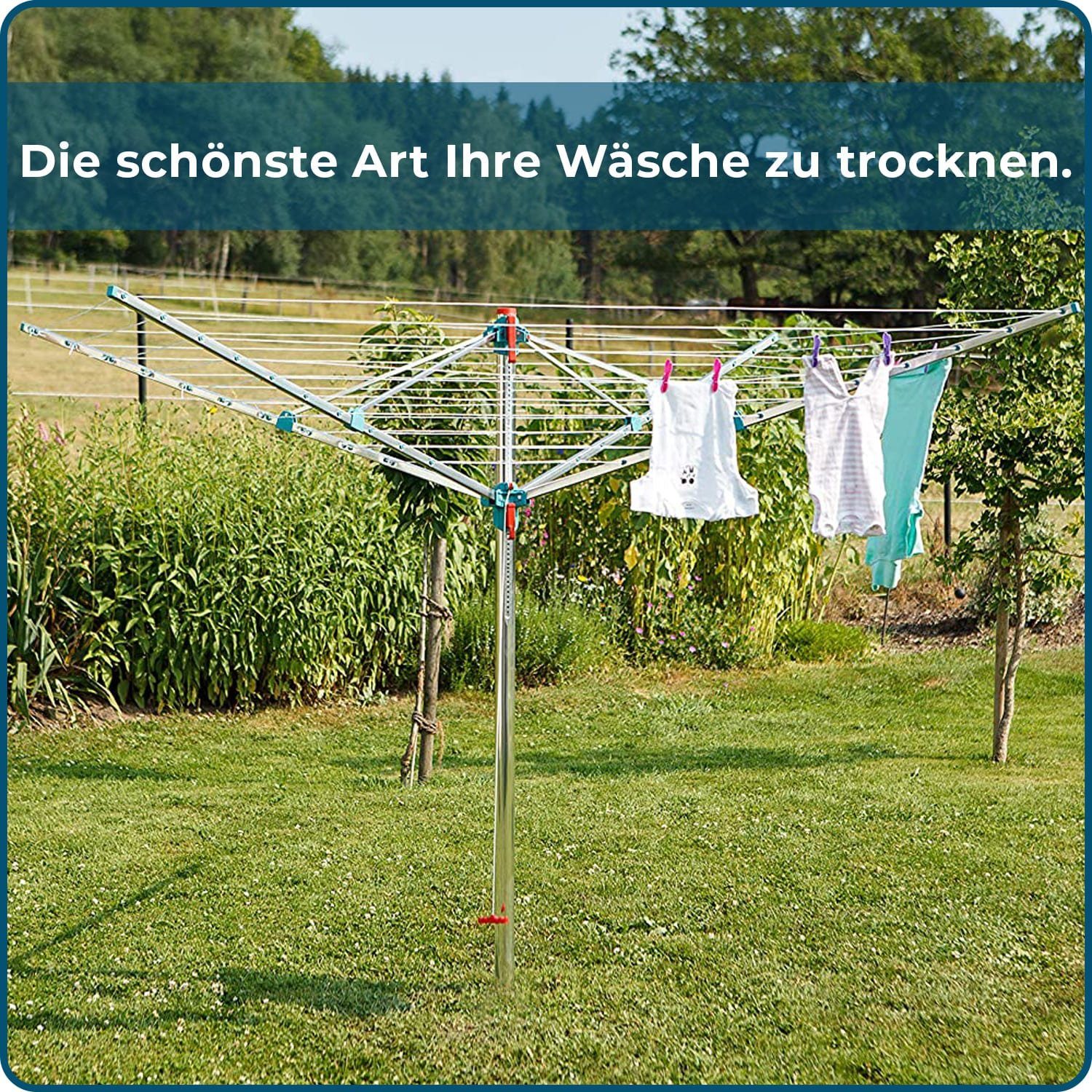 Blome Wäschespinne Medium Plus 60 Meter Leine, Made in Germany