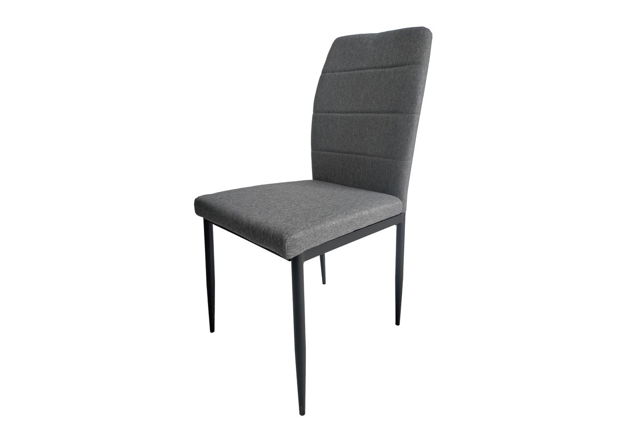 byLiving LYRA Stuhl, 2er-Set, Metallgestell schwarz pulverbeschichtet, Webstoffbezug grau