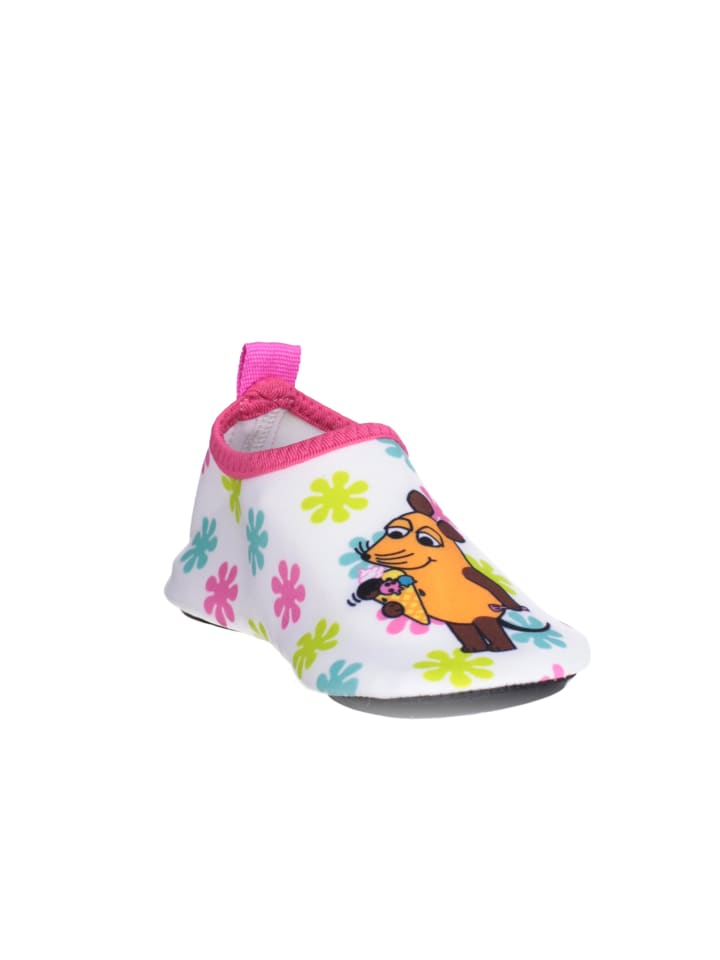 Playshoes Barfuß-Schuh DIE MAUS Blumen in Weiß/Rosa günstig kaufen