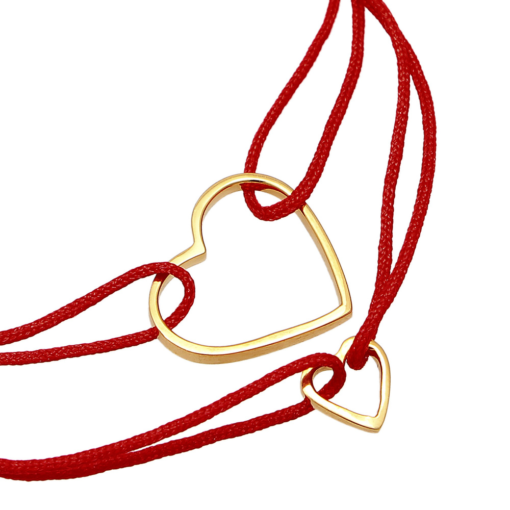 Elli Elli Bracelet Femmes Set mère-enfant cœur Cut-Out avec nylon rouge en argent ster Bracelet