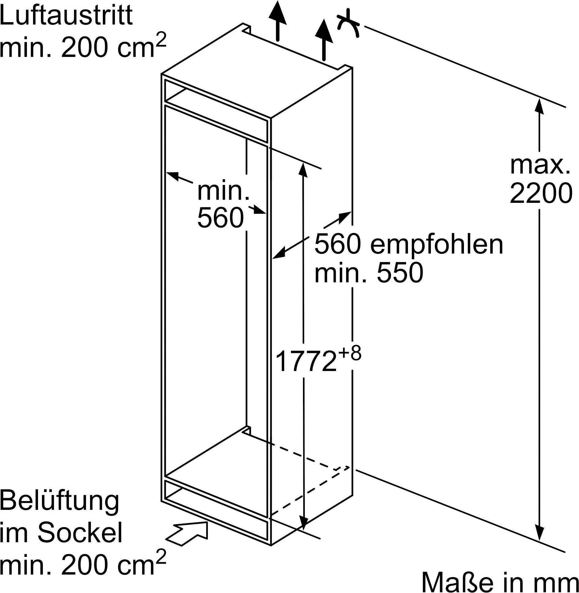 BOSCH Einbaukühlgefrierkombination 2 KIV86NSF0, 177,2 cm hoch, 54,1 cm breit