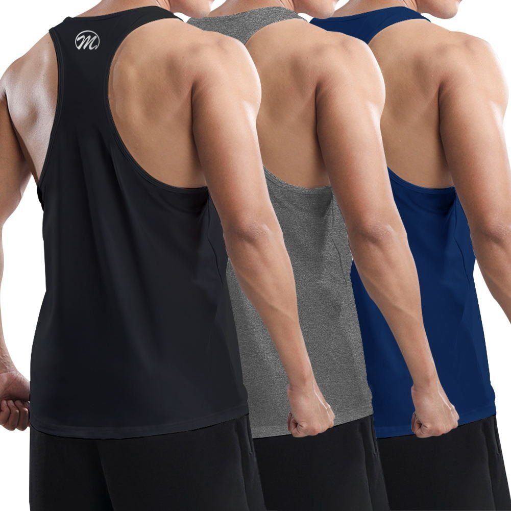 MEETYOO Tanktop Herren Funktionsshirt Achselshirts Tank Top (Sportshirt Unterhemd, 3er-Pack, Muskelshirt, Basic Shirt, Sport Unterhemd, Streetwear, sommer sport) Rundhals, Quick-Drying, Atmungsaktiv