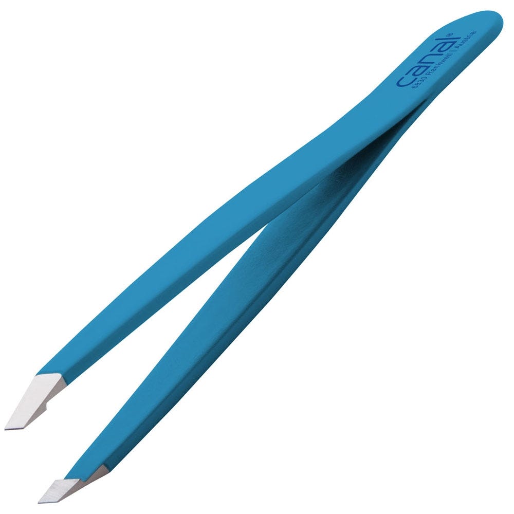 Canal Haarpinzette gerade blau rostfrei 95 mm