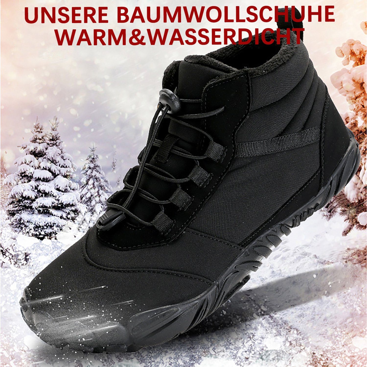 Daisred Winter Wasserdicht Warm Gefüttert Winterstiefel bequem Barfußschuh