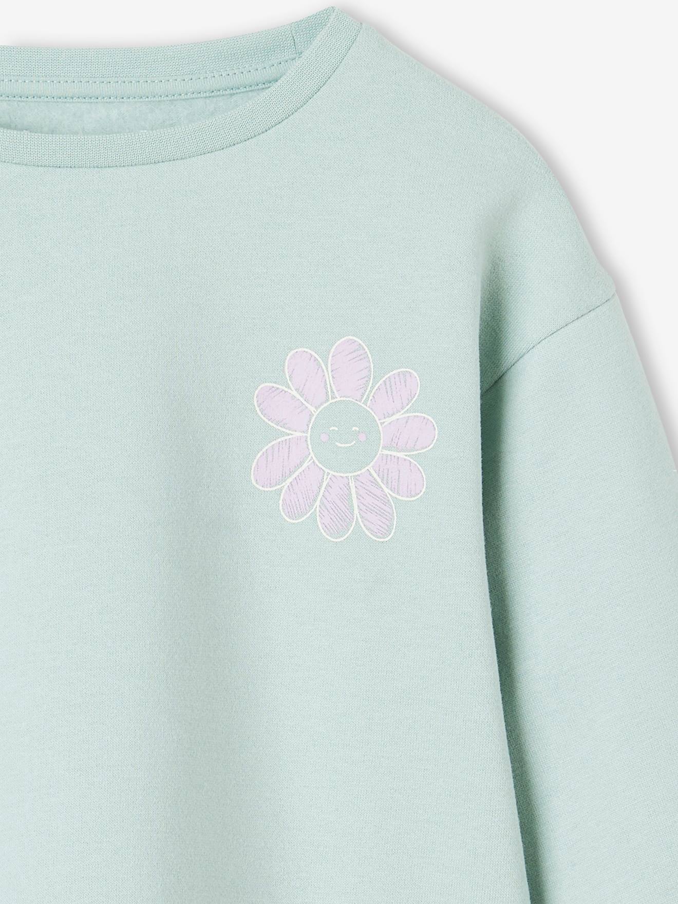 Vertbaudet Mädchen Sweatshirt mit Print Basics Oeko-Tex - grau meliert