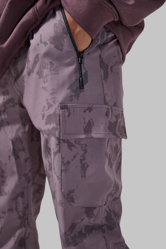 Active Skinny Cargo-Jogginghose mit Acid-Waschung