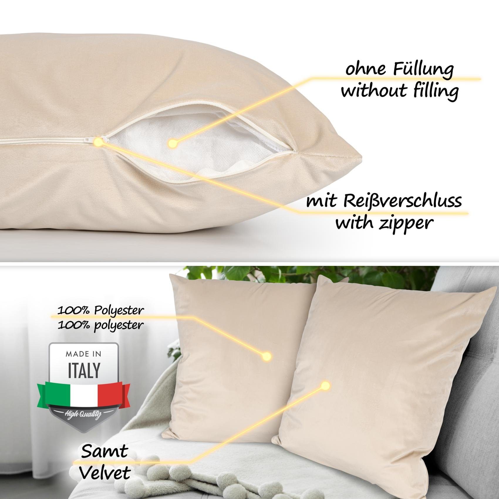 ANRO Dekokissen Kissenbezug Kissenhülle Deko Kissen Samt Uni mit oder ohne Füllung, Textil