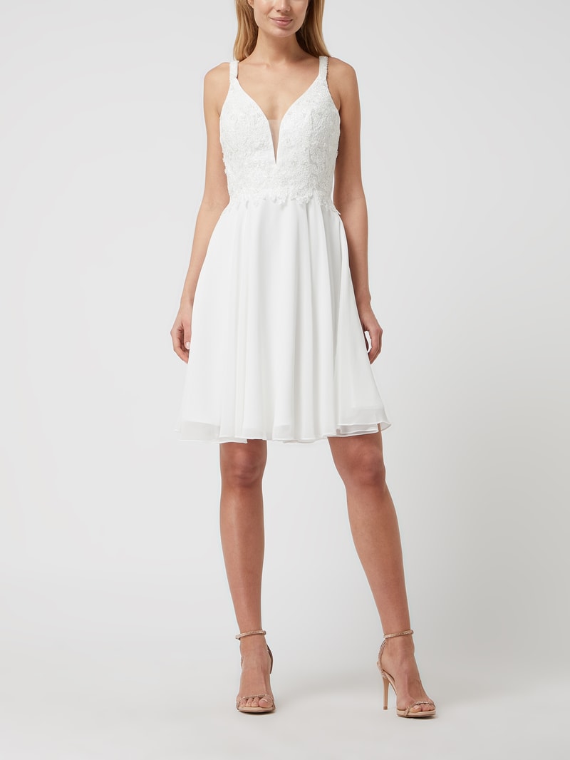 Cocktailkleid mit Herz-Ausschnitt in offwhite