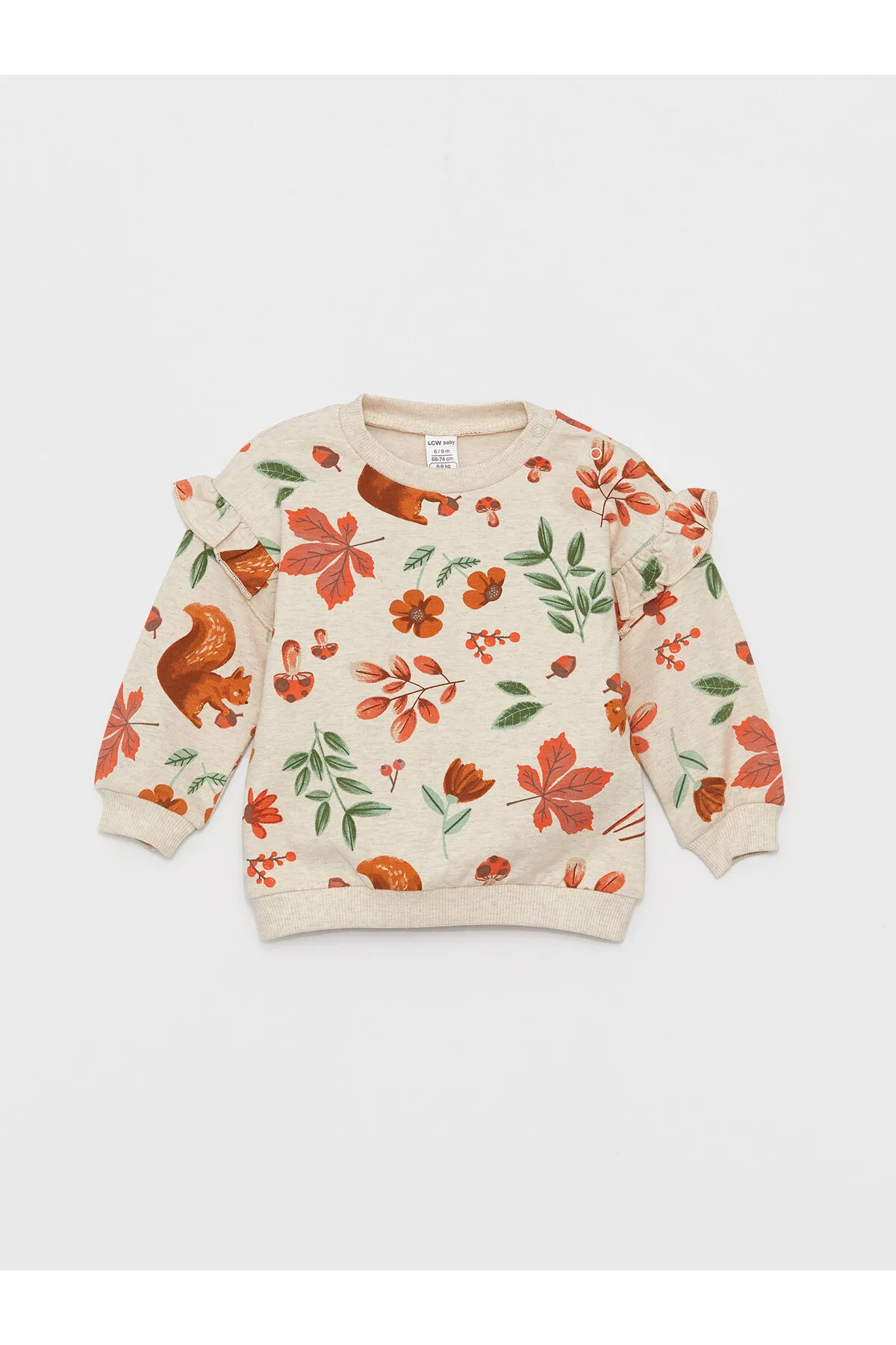 LC Waikiki  Gemustertes Sweatshirt und Hose für Babys mit Rundhalsausschnitt und langen Ärmeln, 2er-Set
