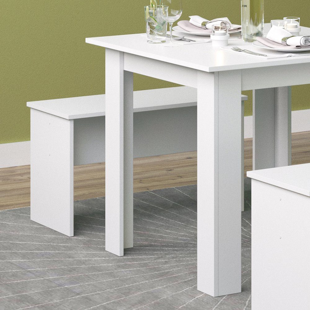Vicco Essgruppe Tischgruppe Sitzgruppe SENTIO 80 cm Weiß, (Set, 3-tlg., 3-er Set), platzsparend