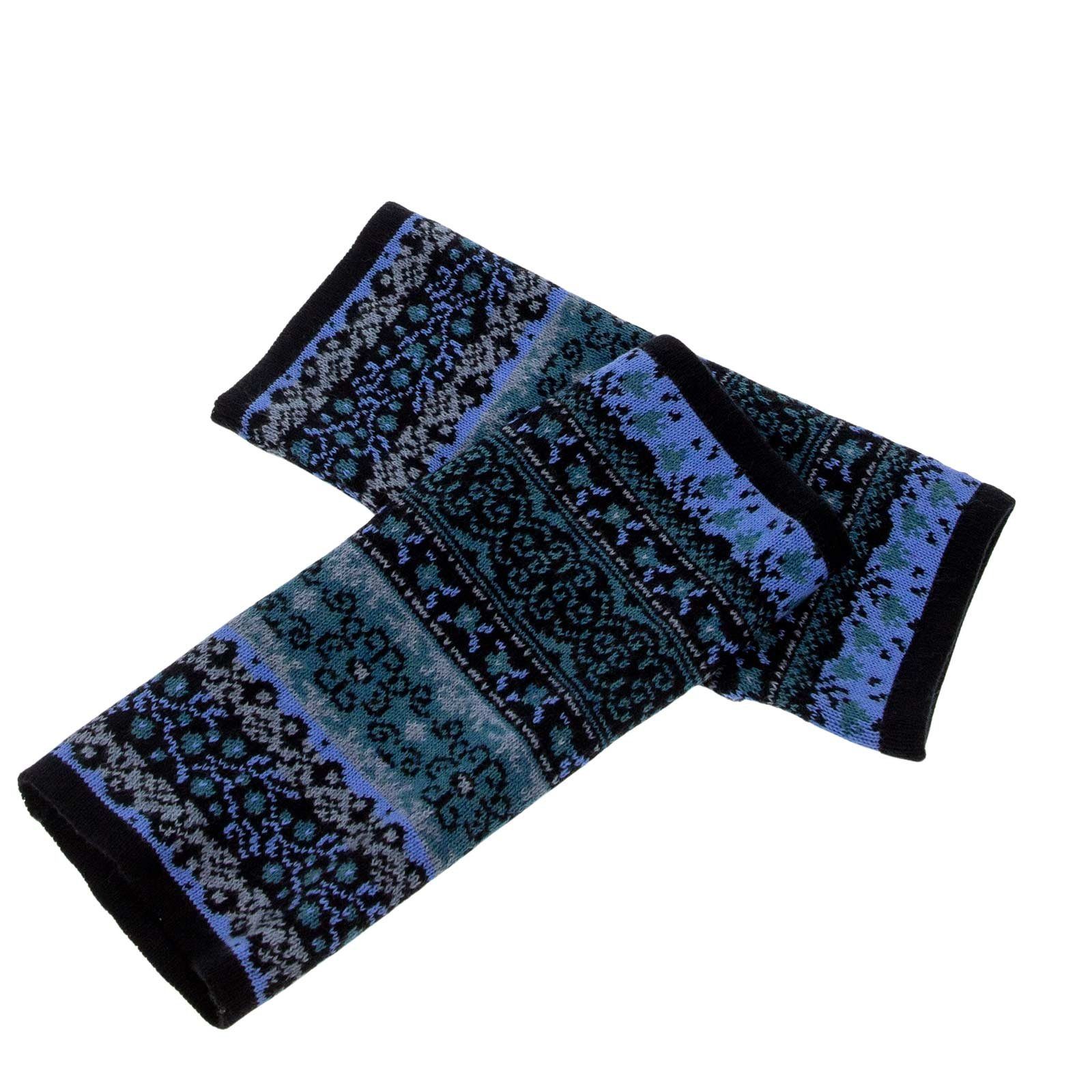 KUNST UND MAGIE Armstulpen Armstulpen Handwärmer Handschuhe Pulswärmer extrafeiner Jacquardstoff