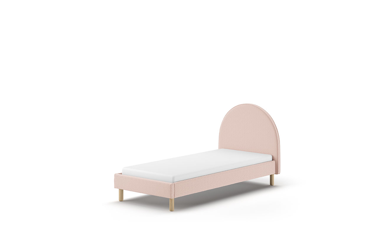 VIPACK Polsterbett MOON mit Liegefläche 90 x 200 cm, inkl Lattenrost, Bezug trendiger Boucle Stoff in Rosa