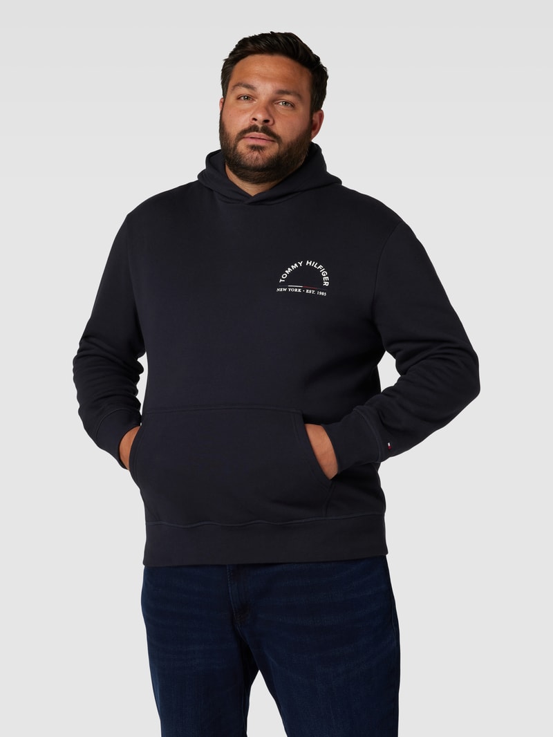 PLUS SIZE Hoodie mit Label-Print Modell 'SHADOW' in rauchblau