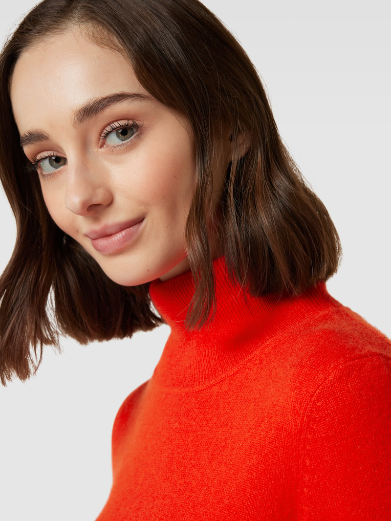 Kaschmirpullover in melierter Optik in orange