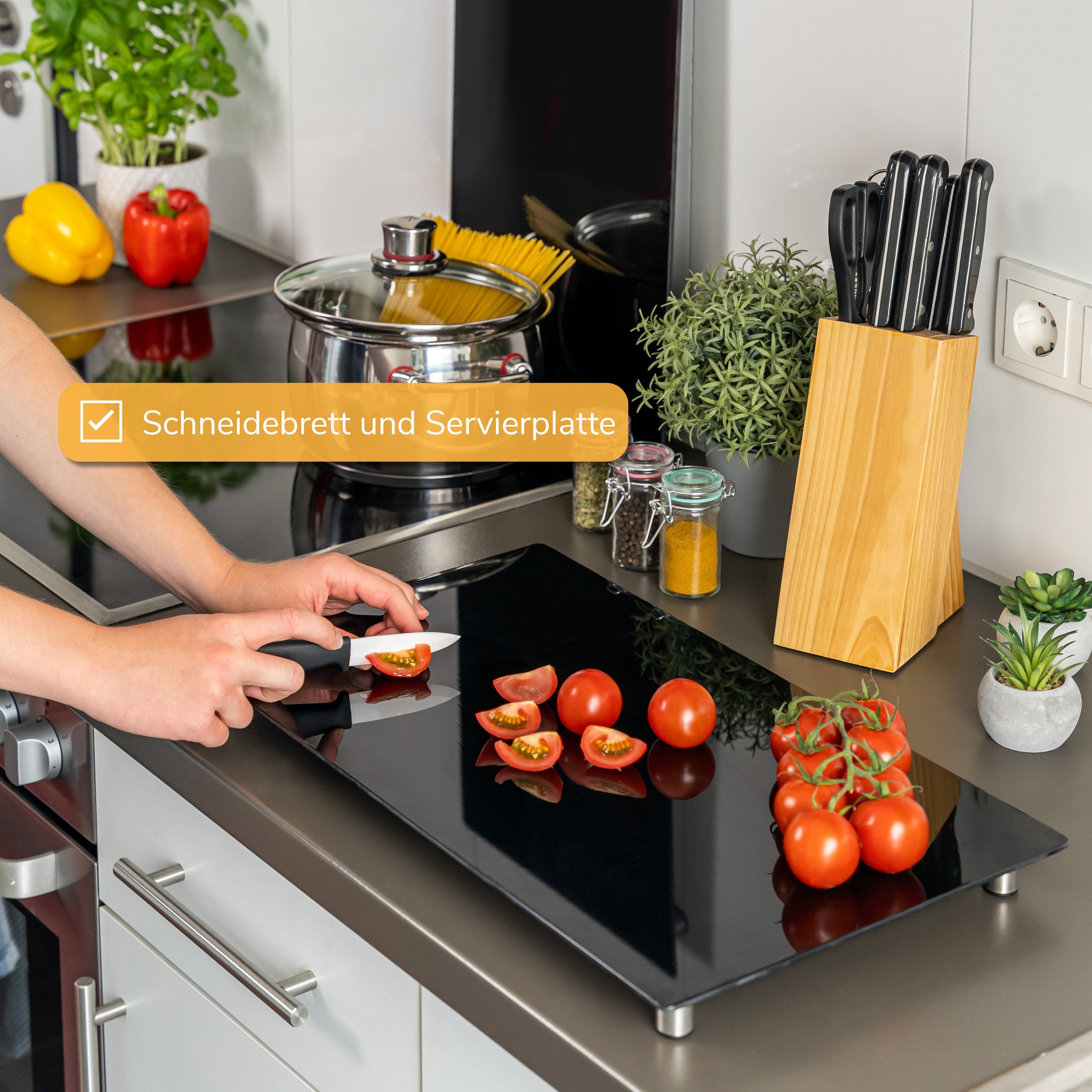bremermann Herd-Abdeckplatte bremermann Herdabdeckplatte, 2er Set, Sicherheitsg, Edelstahl, Kunststoff, Glas, (Set)