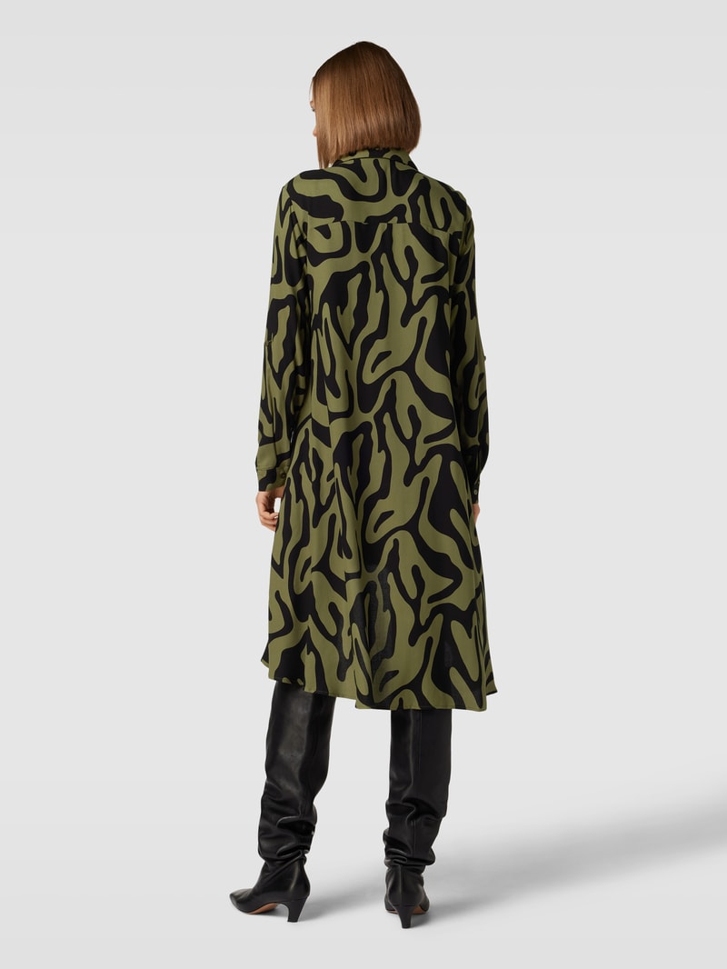 Blusenkleid aus Viskose mit Allover-Muster in khaki