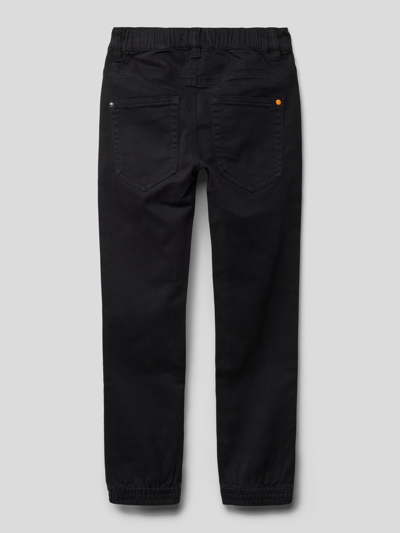 Slim Fit Stoffhose mit elastischem Bund in schwarz