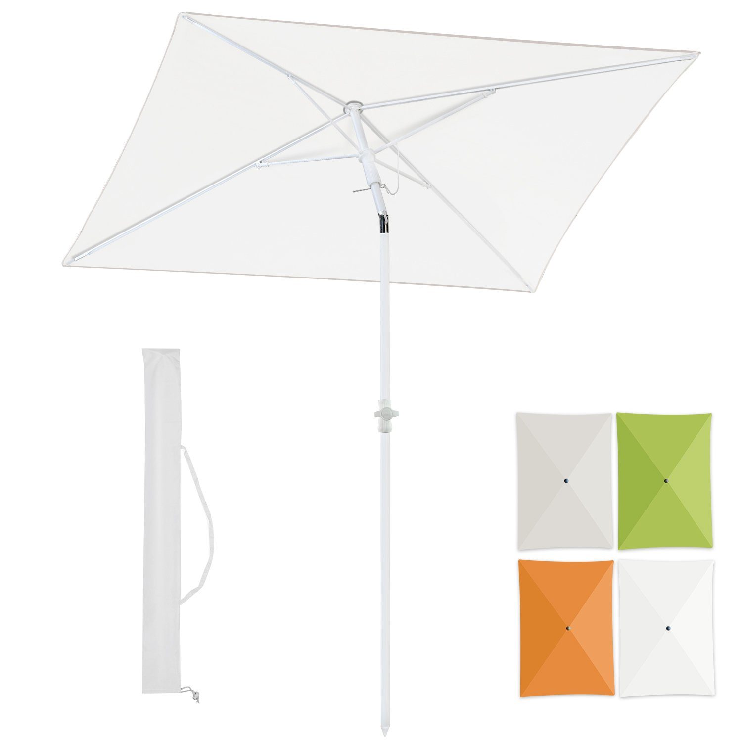Sekey Sonnenschirm Balkonschirm Terasseschirm mit Schutzhülle, rechteckig 180 x 125 cm, LxB: 180,00x125,00 cm, Sonnenschutz UPF50+, Kippbar, Höhenverstellbar