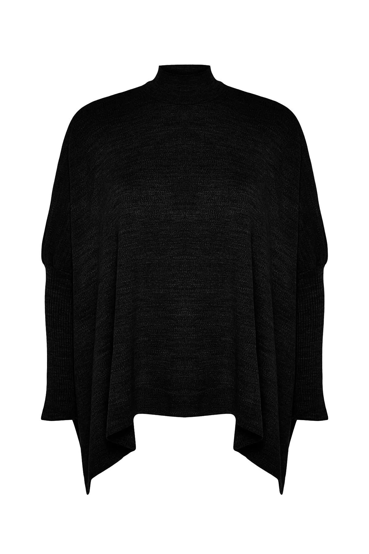 Trendyol Curve  Schwarzer, geschlitzter, detaillierter Strickpullover